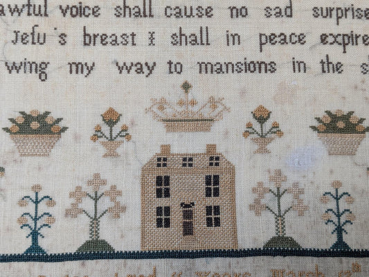 Antique original 1850 house sampler by Mary Oates