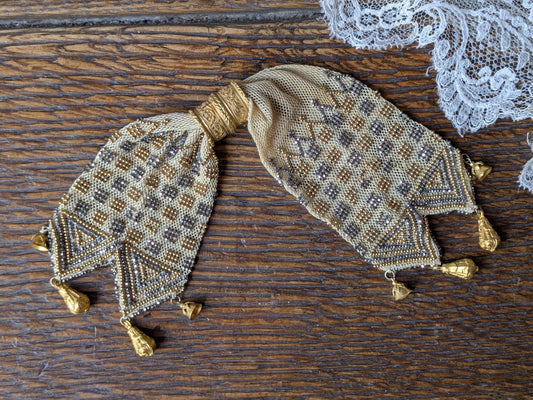 Antique beaded miser or stocking purse