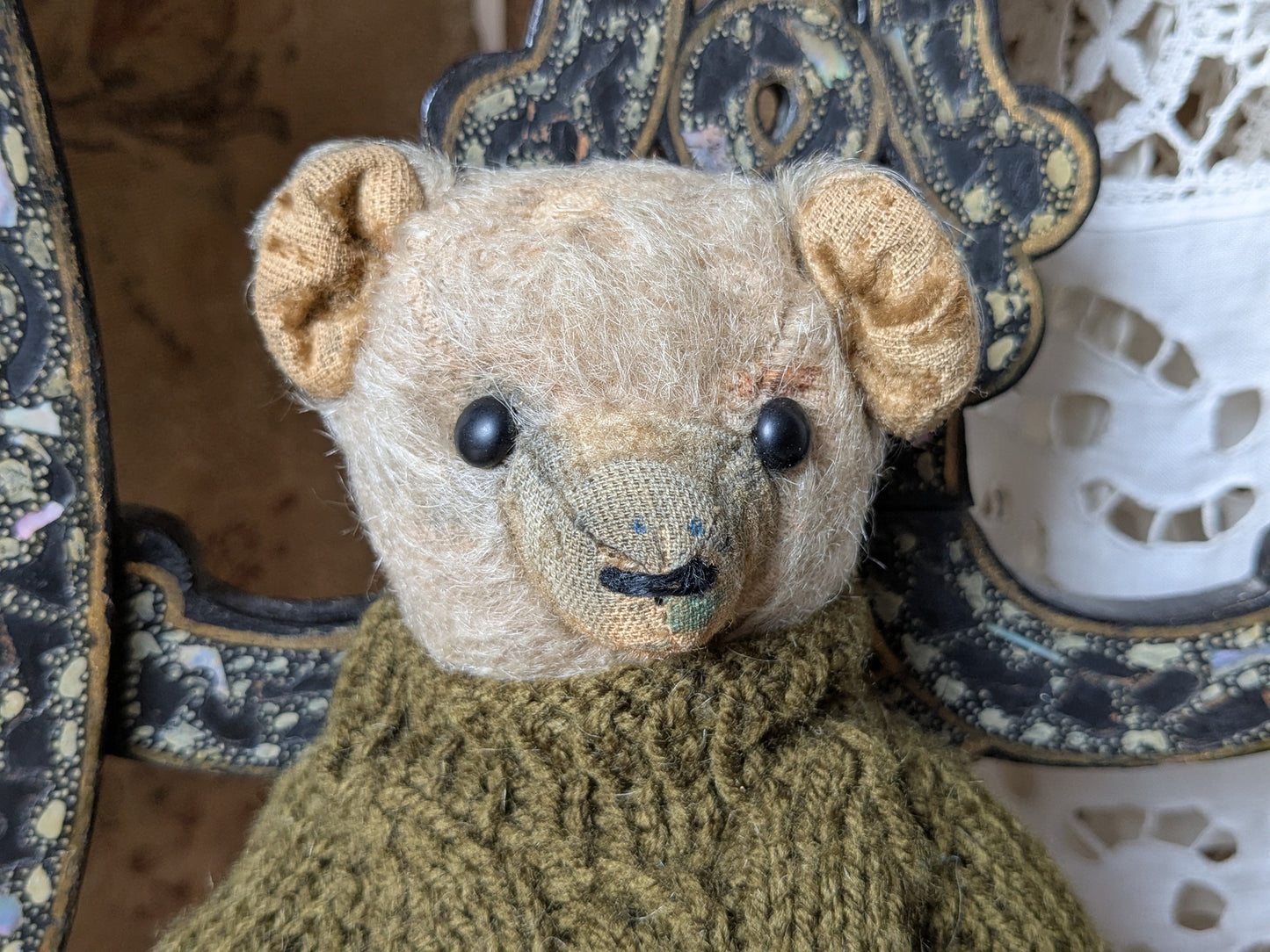Small antique bear with boot button eyes