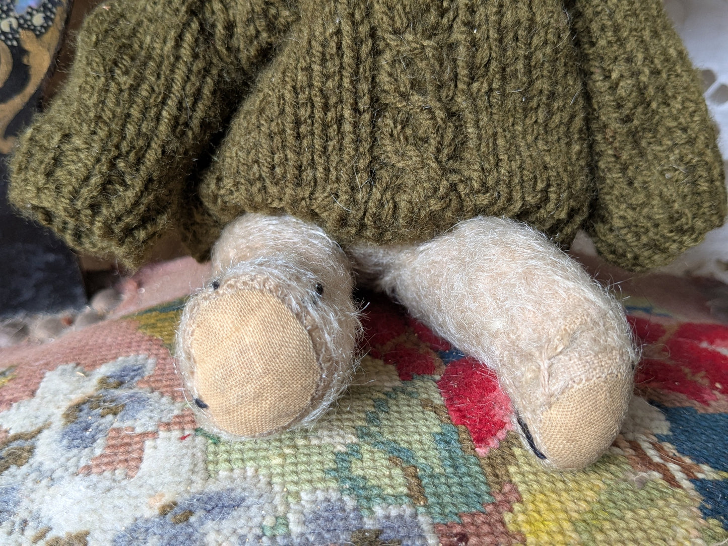 Small antique bear with boot button eyes