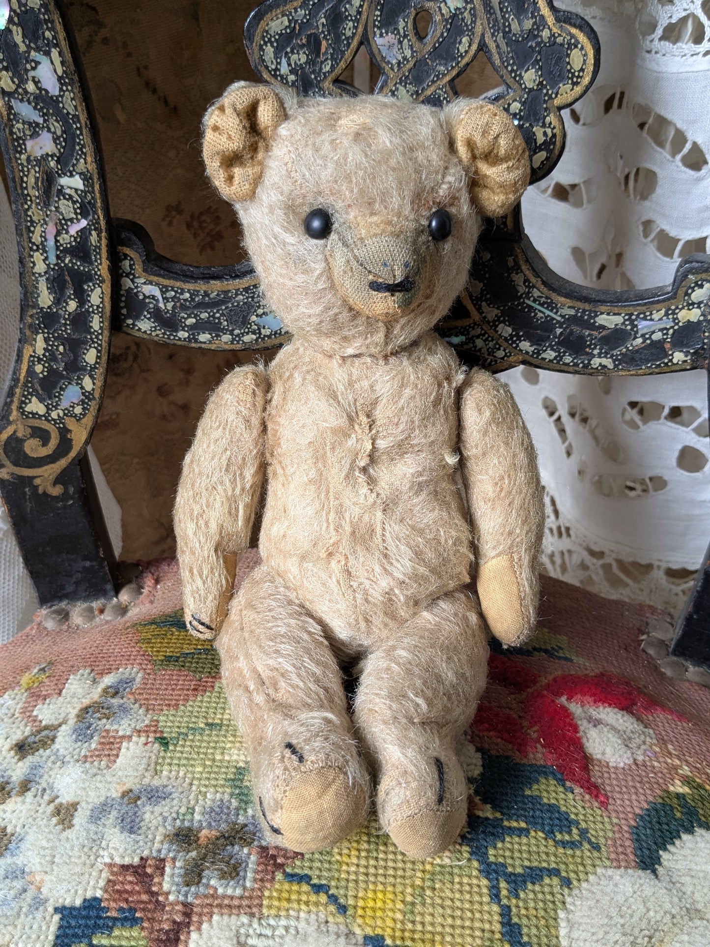 Small antique bear with boot button eyes