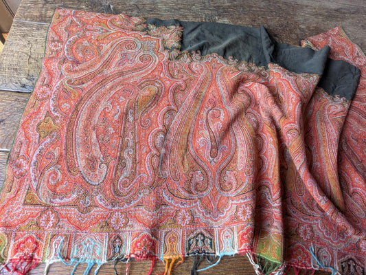 Large antique Paisley shawl piece for crafts (A)