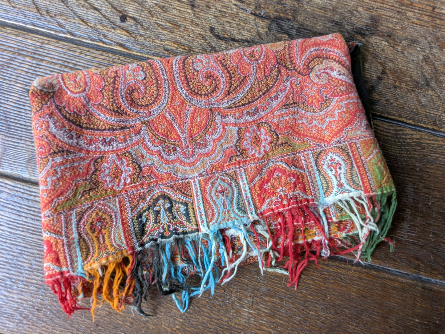Large antique Paisley shawl piece for crafts (A)