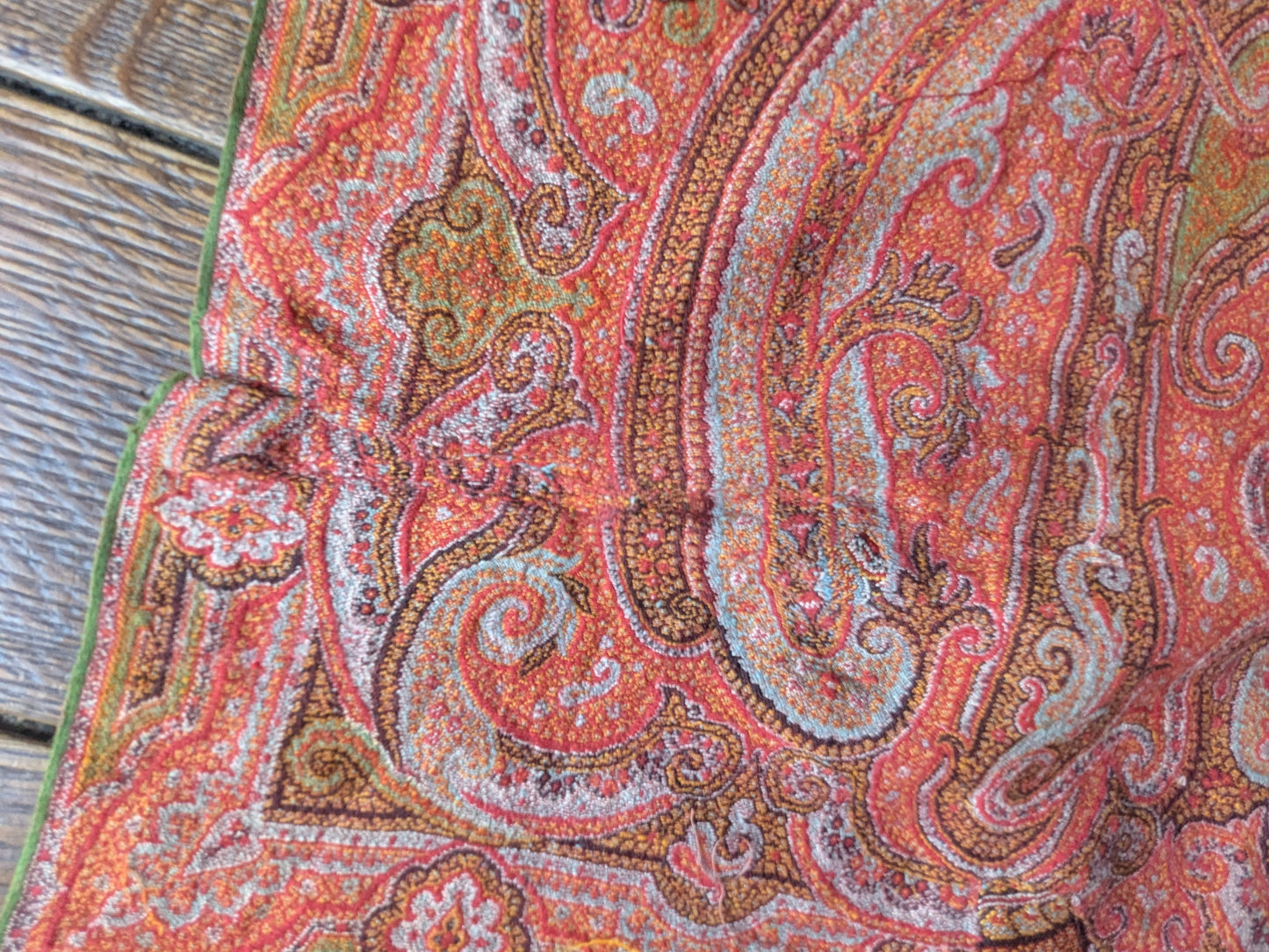 Large antique paisley shawl piece for crafts (B)