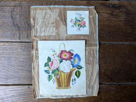 Antique floral paintings from a scrap album