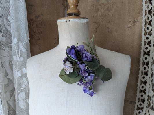 Vintage fabric violets flowers c1930s