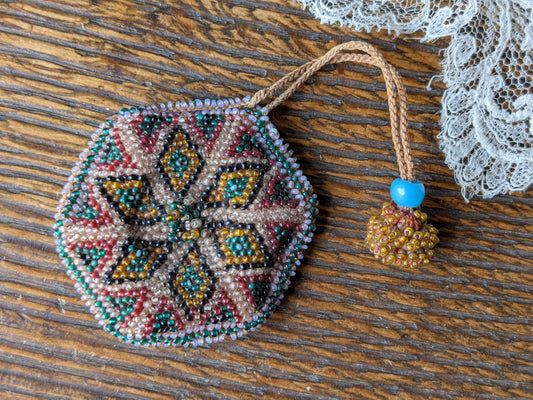 Antique Turkish beaded pocket watch holder