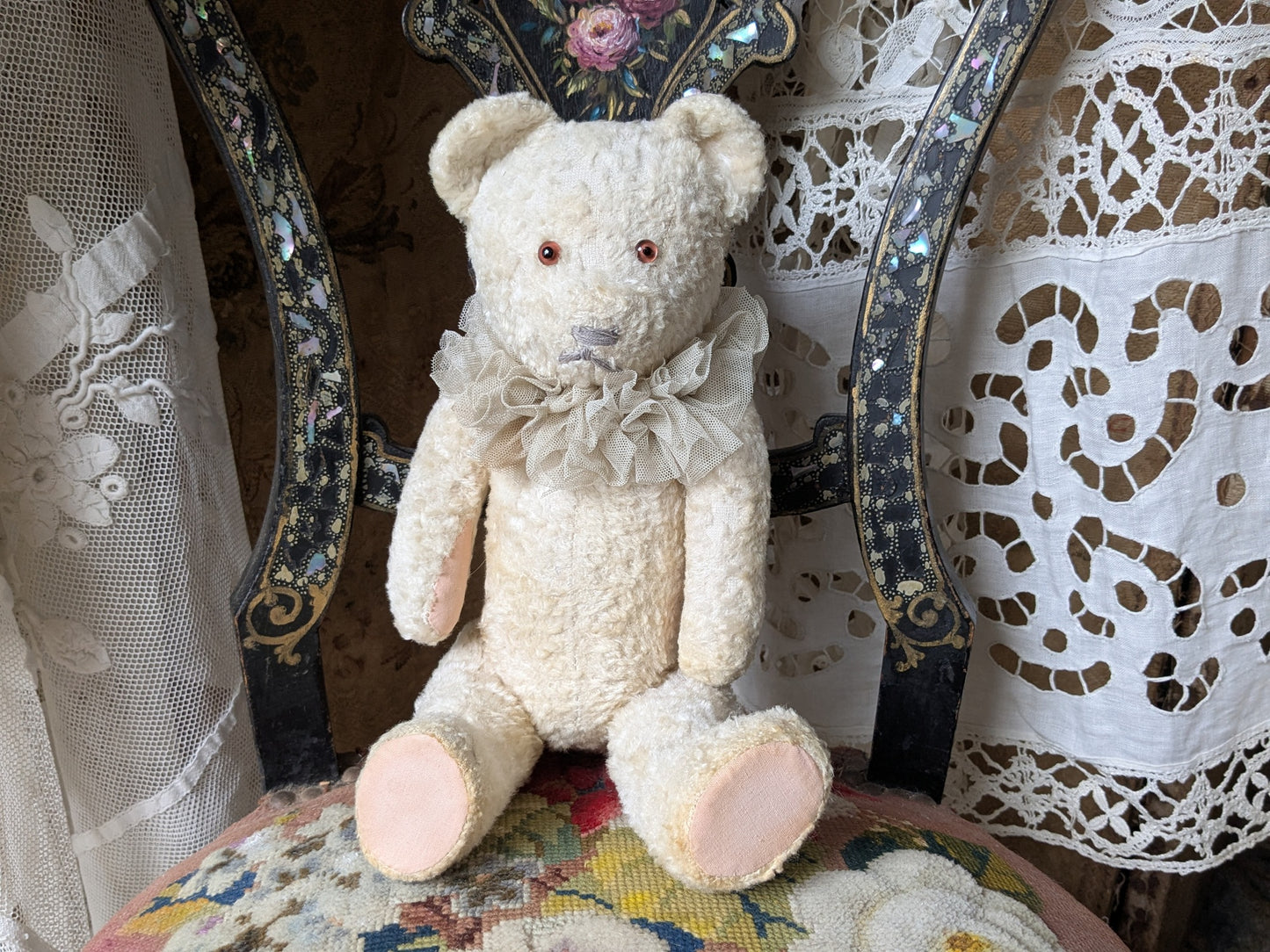 Vintage German white Gokra teddy bear