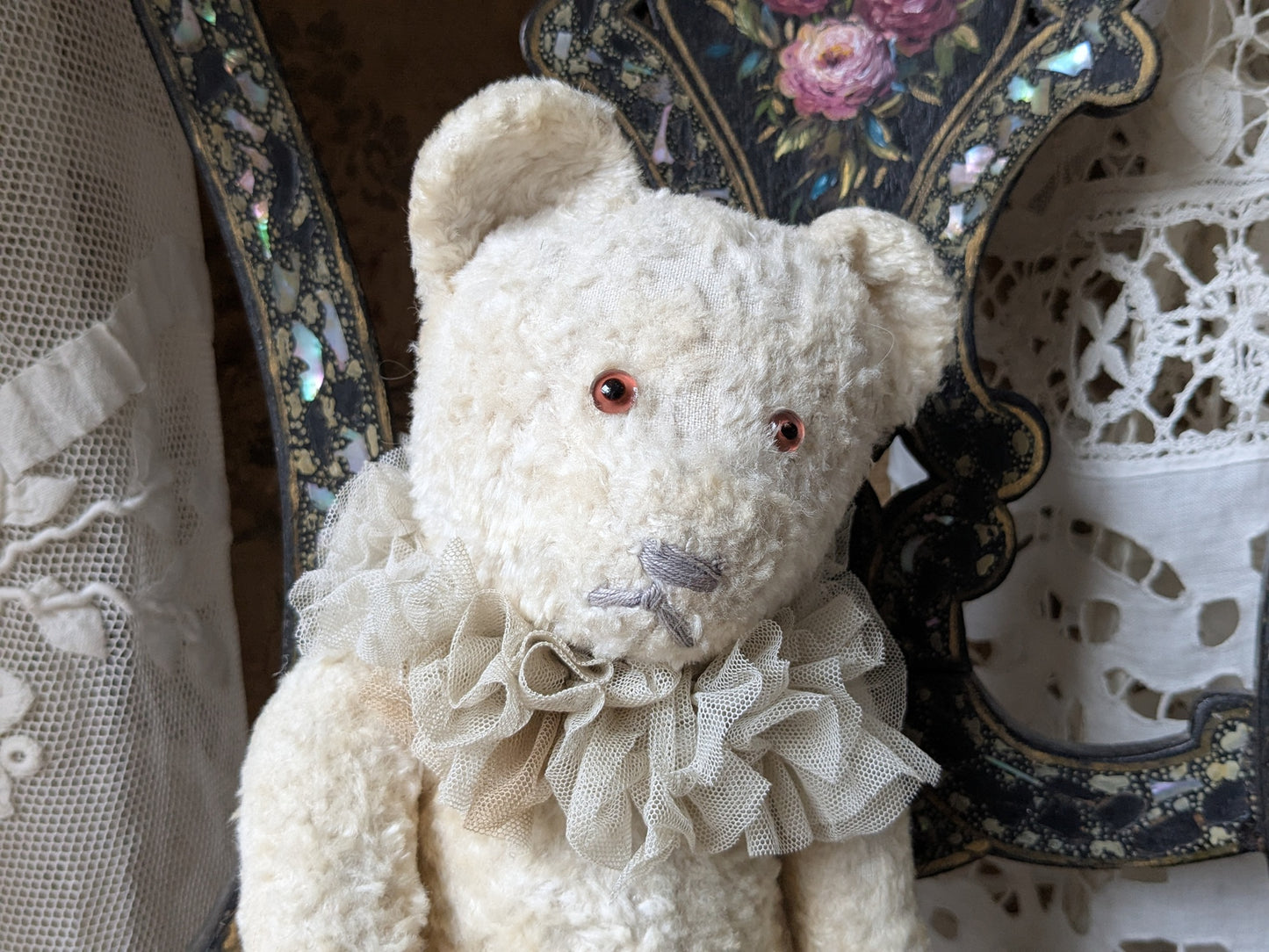 Vintage German white Gokra teddy bear
